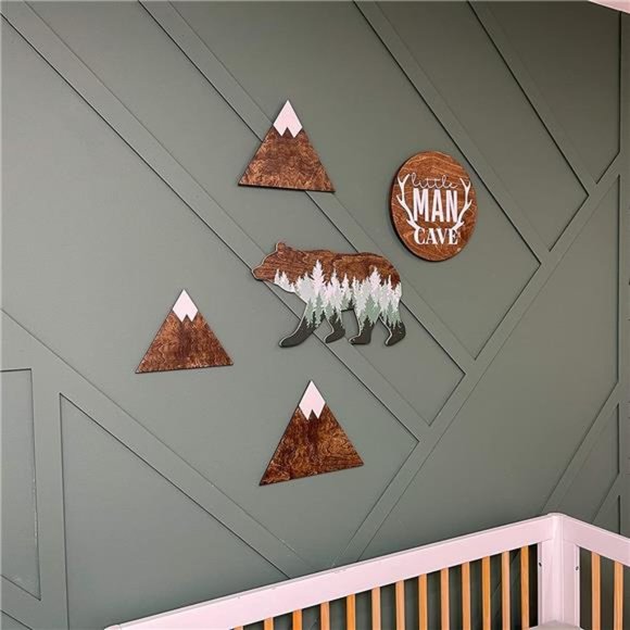 Forest Bear Wall Sign, Adventure Woodland Theme, Rustic Nursery Decor 18 x 10" - Picture 7 of 7